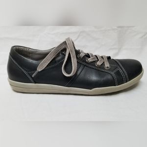 Josef Seibel Women's Full Black Leather Sneaker, Size EU 40